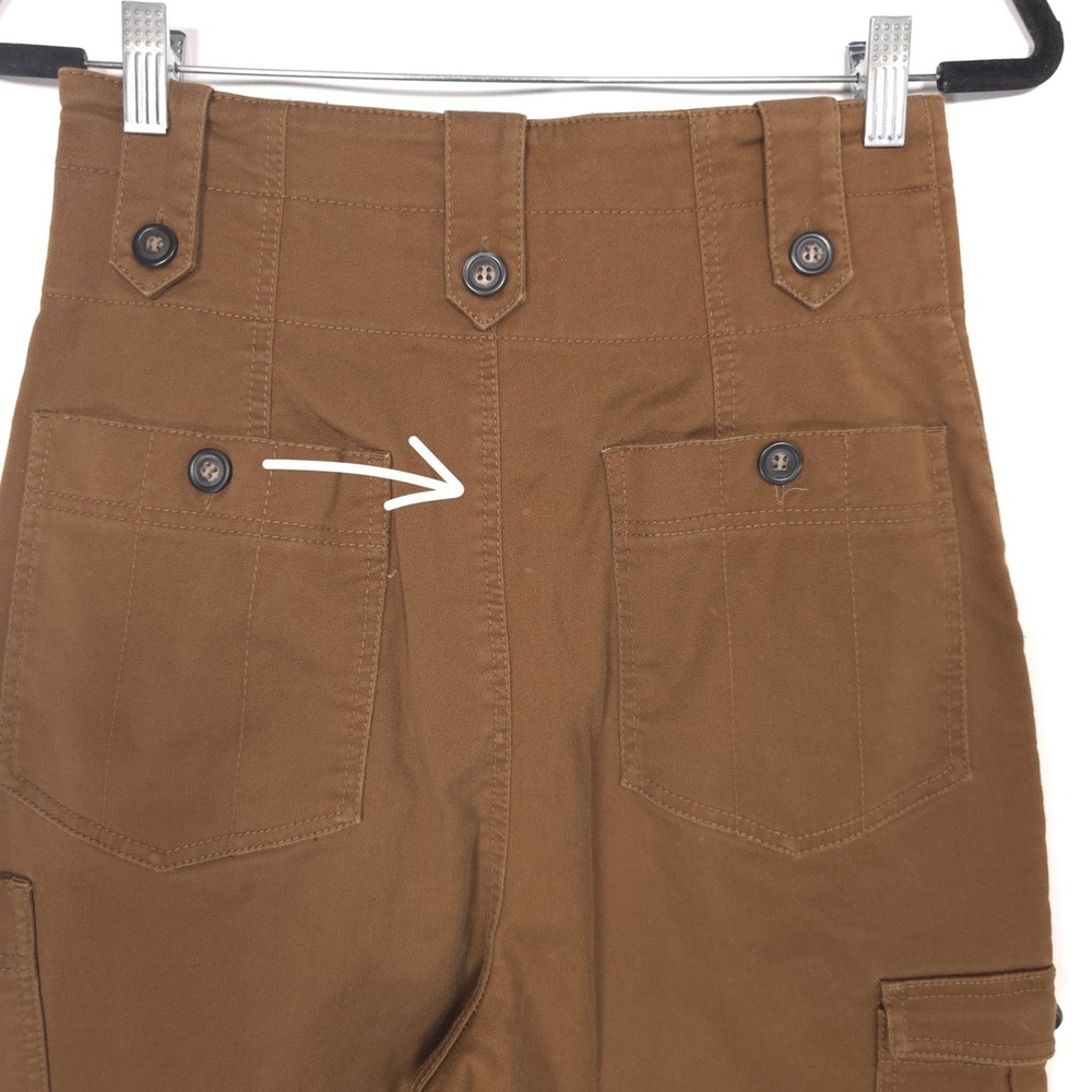 FREE PEOPLE Cargo Pants Brown High Rise Utility‎ Pockets Cropped Women Small - Picture 11 of 12